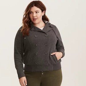 Torrid Double Breasted Hooded Bomber Jacket 2
